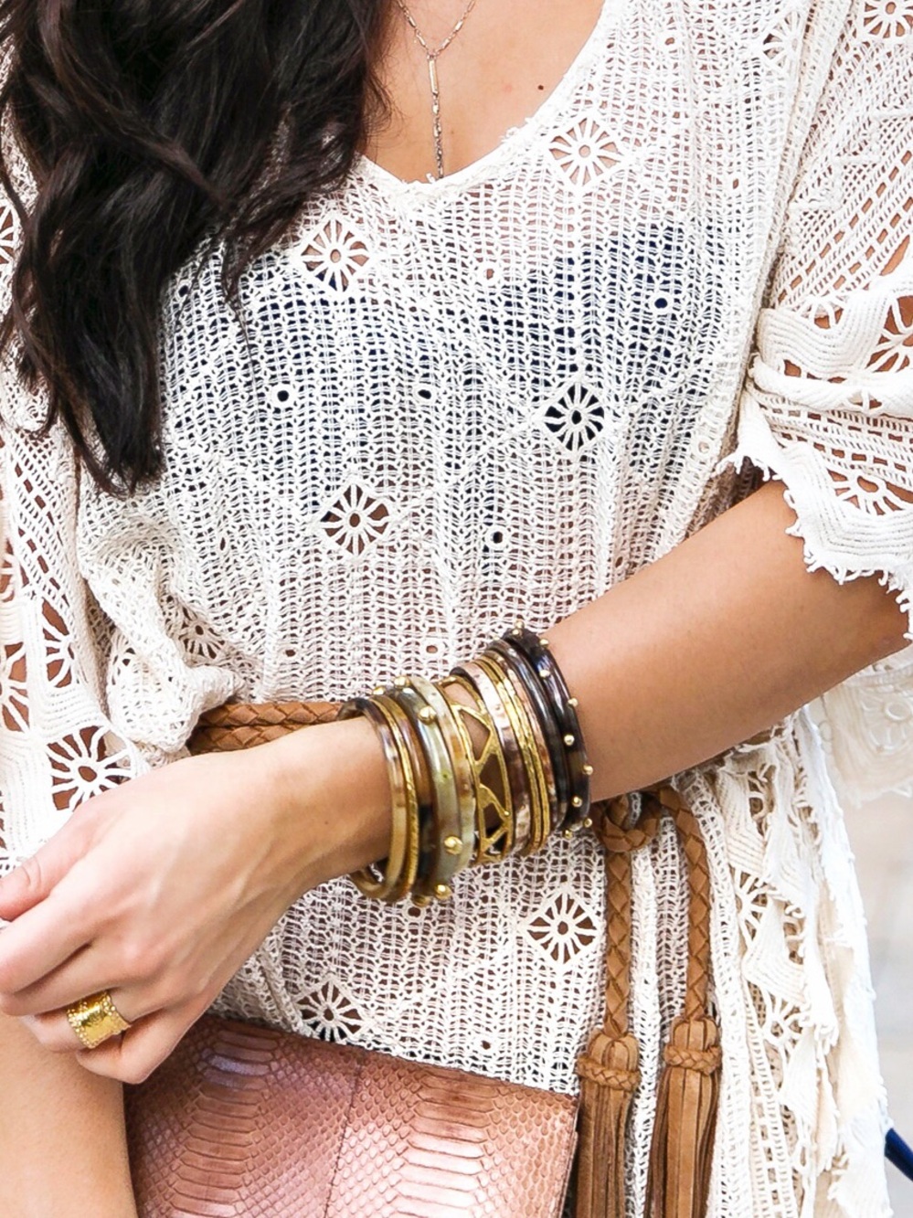 Gold-Tone and Tortoiseshell Multi-Stack Bracelet Set